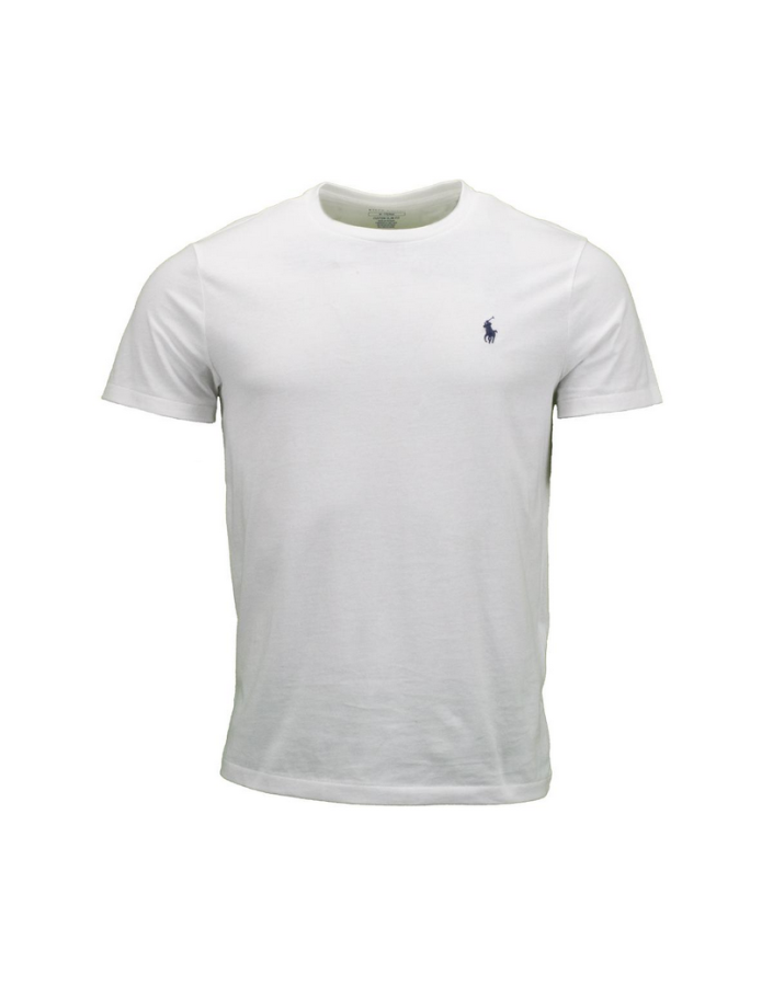 Polo Ralph Lauren T-shirt Blanc logo brodé bleu marine