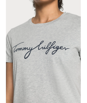 Tommy Hilfiger I T-shirt Gris Ecritures Noir Femme