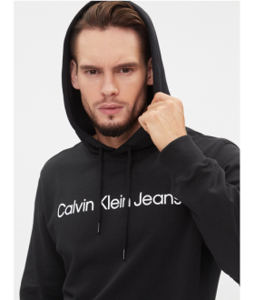 Calvin Klein I Sweat à capuche noir écriture blanche